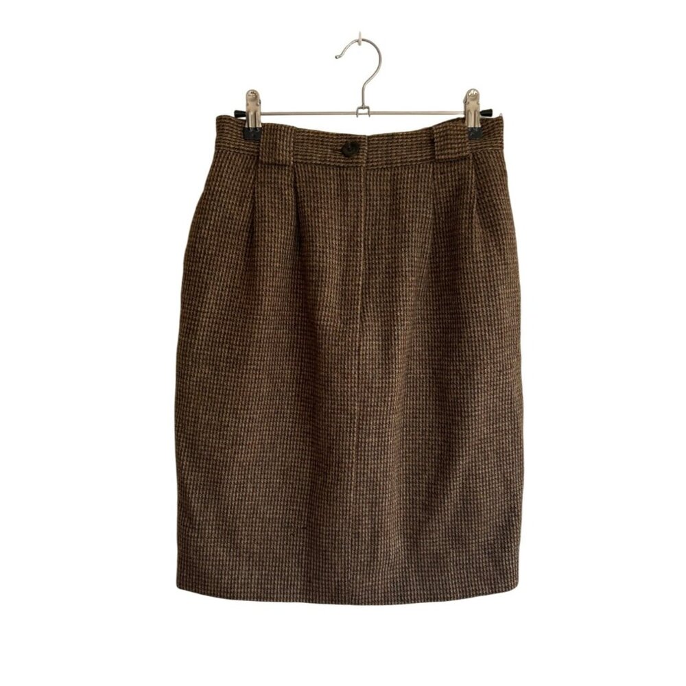 Vintage Brooks Brothers Pencil Skirt Women's Size 6 Brown Wool Pleated Pockets